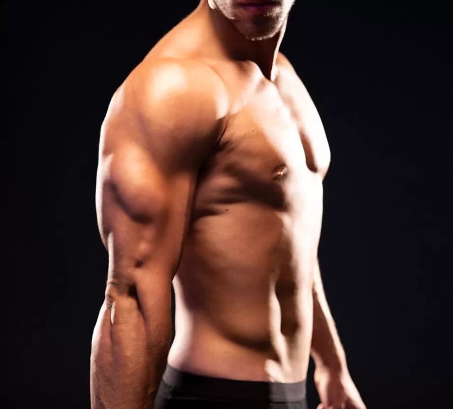 Editorial male chest contour after reduction